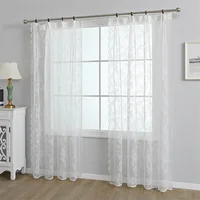 Modern Minimalist European-Style Embroidered Lace Gauze Curtain Curtain Door Curtain Partition Hook White Wave Gauze Curtain