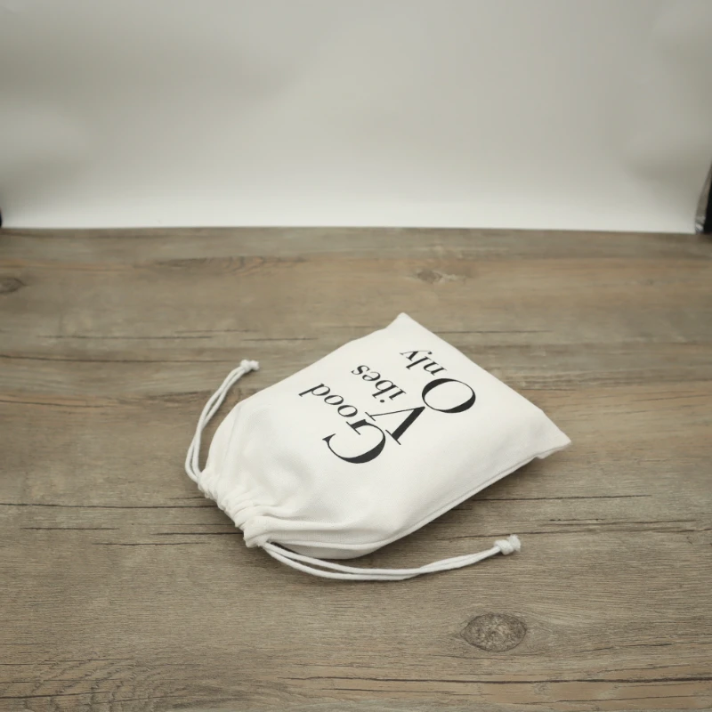 Linen Pouch Cotton Drawstring Bag Jewelry Packaging Makeup Wedding Party Storage Gift Bags Wrapping Supplies Print Logo 50pcs