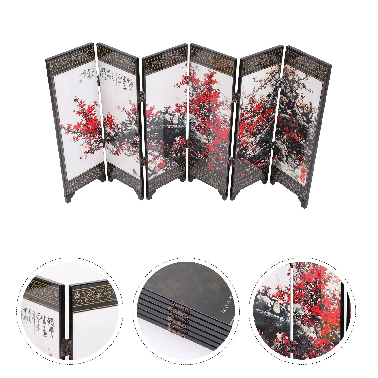 

Screen Panel Desktop Folding Mini Chinese Divider Privacy Dividers Tabletop Oriental Screens Desk Lacquerware Model Asian Props
