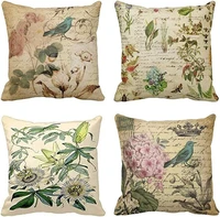 throw pillow covers paris french floral decorative pillow cases bird rose gardens home decor square 16x16 inches pillowcases