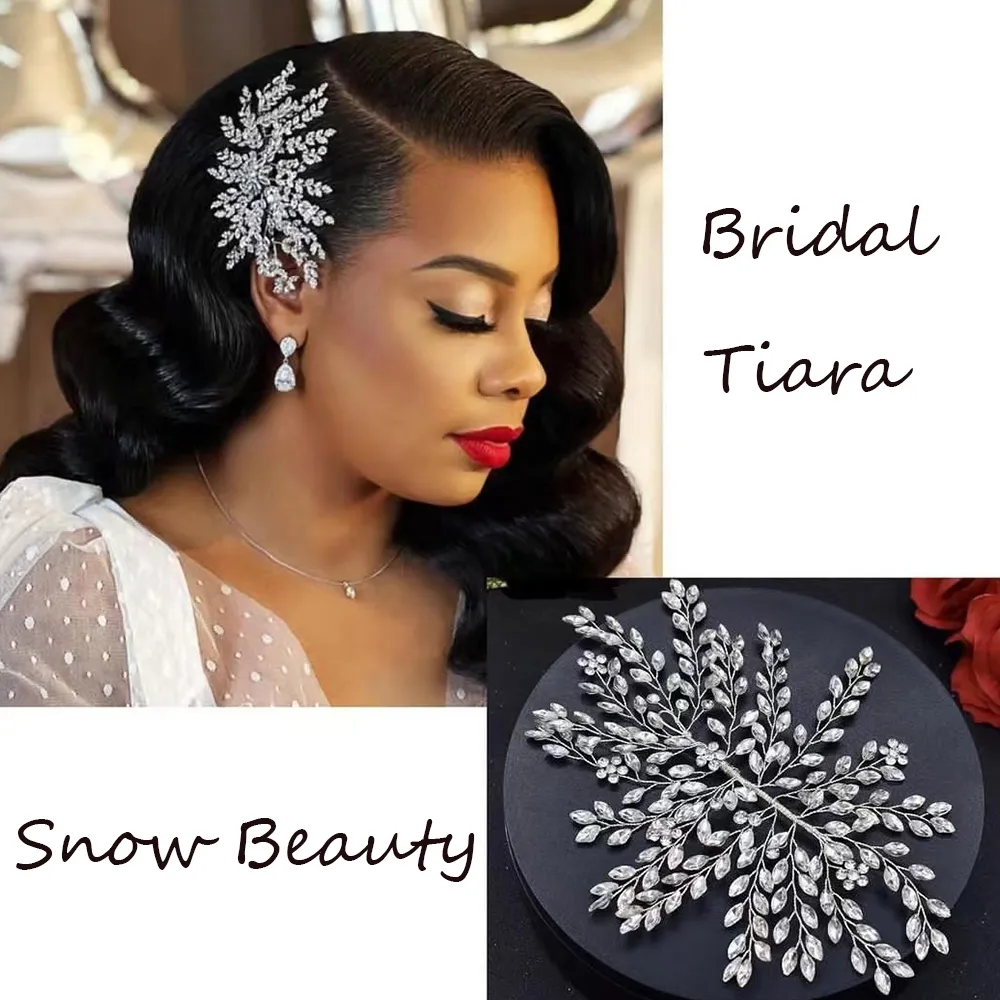 A422 Silver Bridal Hair Piece Shinny Wedding Headbands Tiaras Handmade Wedding Hair Accessories Head Jewelry Bride Headwear