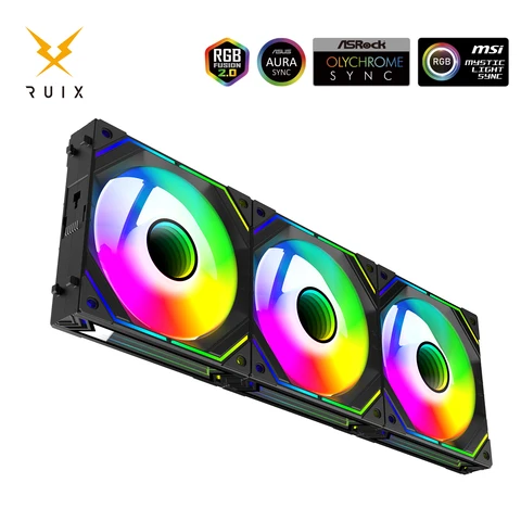 Ruix J1 Беспроводной игровой вентилятор 120 мм ARGB для корпуса ПК Gabinete Кулер для воды Охладители процессора 3 шт. в 1 комплект вентиляторов