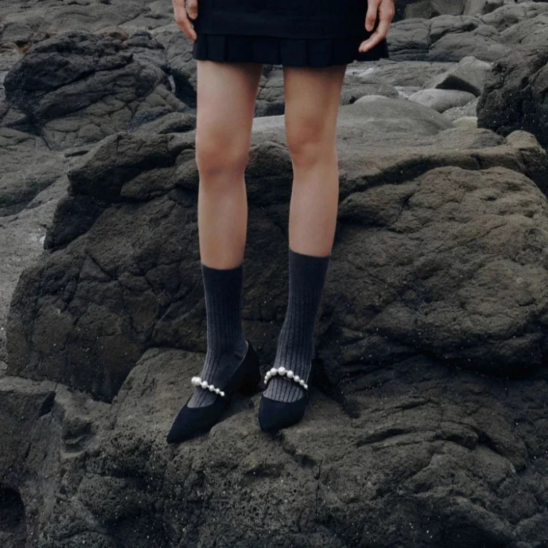 Женские туфли с острым носком модные туфли-лодочки в Корейском стиле ремешком на