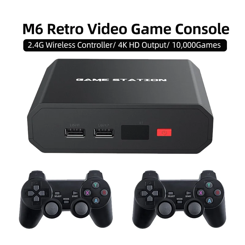 

M6 4K HD Output Retro Video Game Console 2.4G Wireless Controllers 10,000Games Installed PS1 ATARI Simulator Downloadable Gaming
