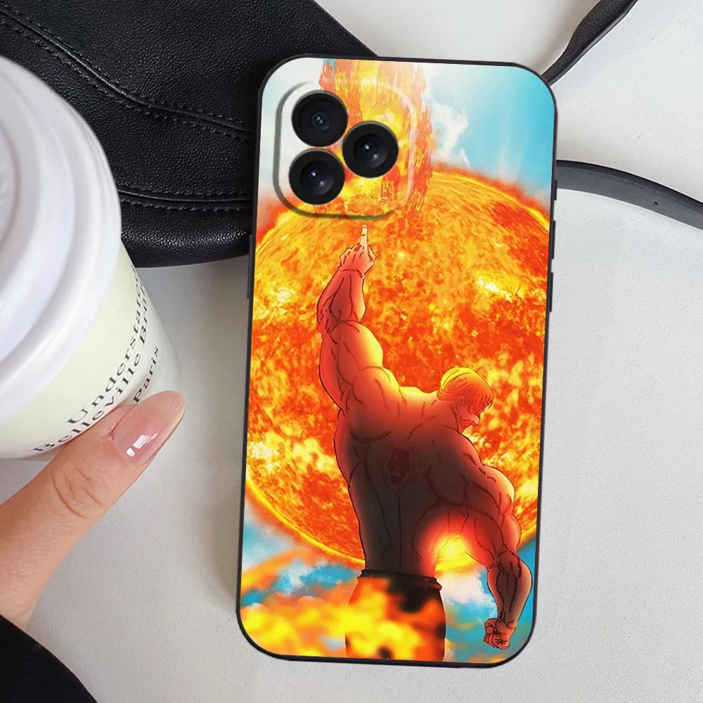 E-Escanor Seven D-Deadly Sins Phone Case for iPhone 12 11 13 14 15 16 Max Pro Plus Black Soft Silicone Cover