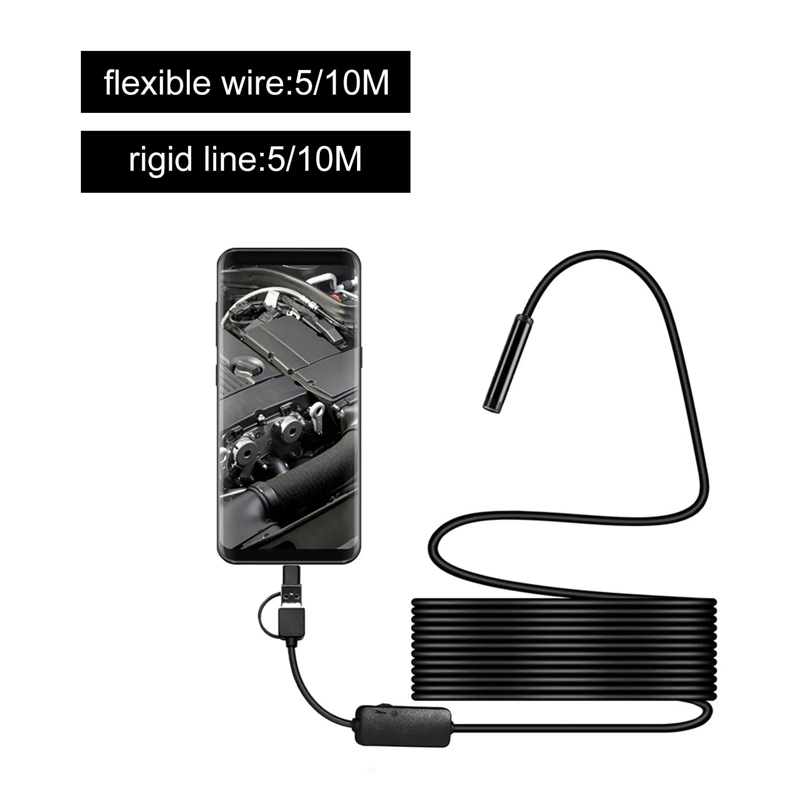 USB-эндоскоп 5 мм водонепроницаемый промышленный бороскоп USB-прицел камера для