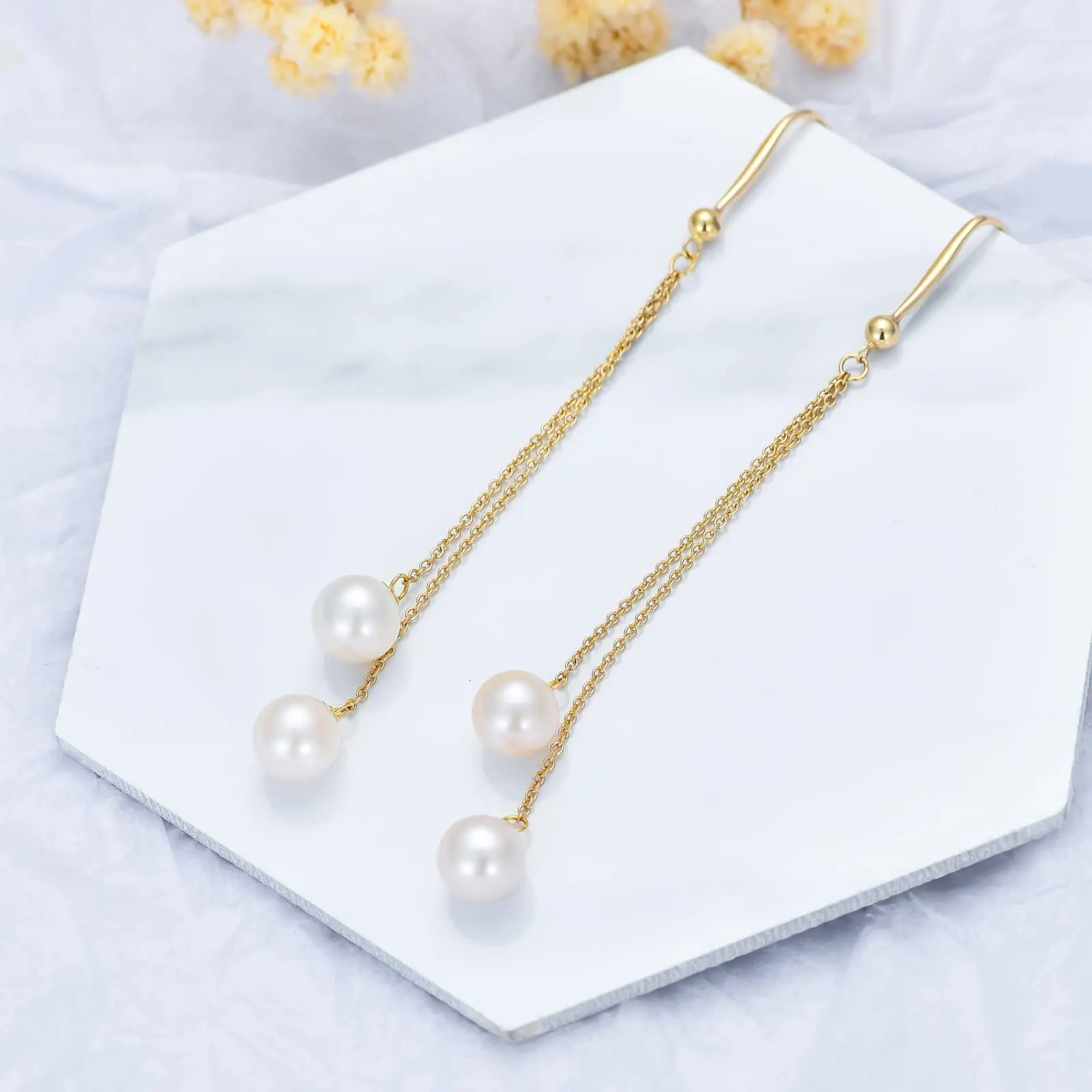 Серьги-подвески YFN из твердого золота 14 к висячие серьги с крючком свадебные