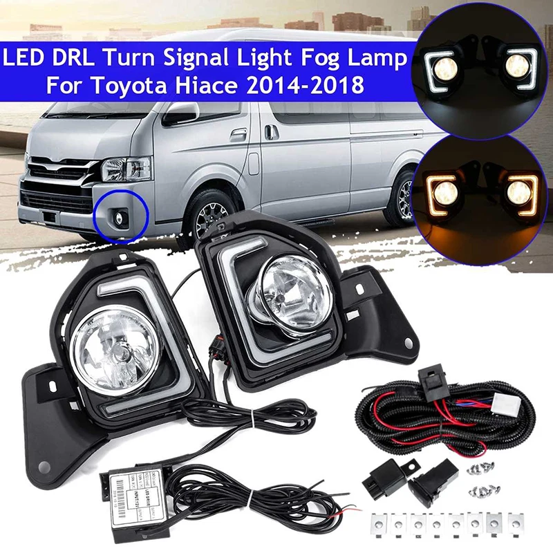 

2PCS Car LED DRL Fog Light Assembly Headlight New modified LED front foglight Work Light for Toyota Hiace 2014-2020 HIACE200