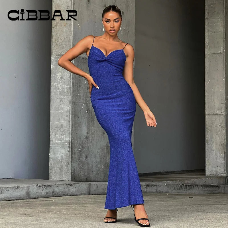

Элегантное Вечернее Платье-Русалка CIBBAR, женское облегающее вечернее платье макси на бретельках с блестками и открытой спиной, наряды со скл...