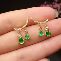 925 sterling silver natural emerald drop earrings fine jewelry women wedding women wholesale
