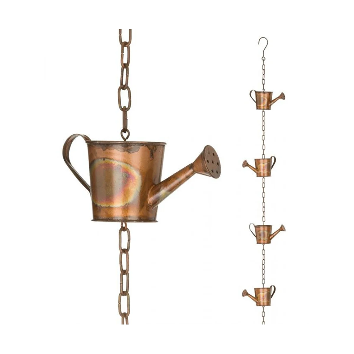 

Steel Leaf Rain Chain, Garden Gift for Mom, Gutters, Rain Catcher for Downspout with Adapter, Thick Flower Cups A