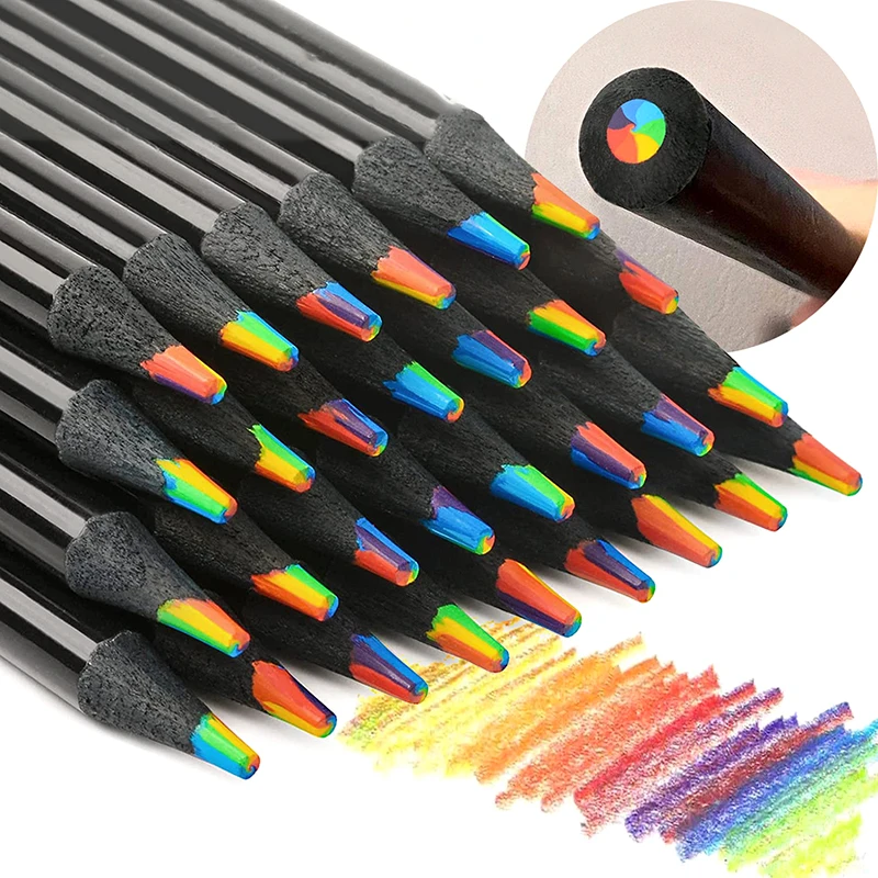 

1PC 7 Colors Gradient Rainbow Pencils Jumbo-Colored Pencils Multicolored Pencils for Art Drawing Coloring Sketching [Random]