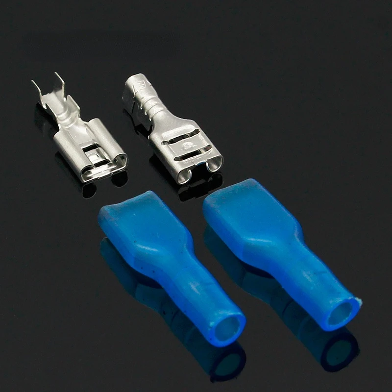 

4.8mm Crimp Terminal 50 Female Spade Connector+ 50 Blue Case