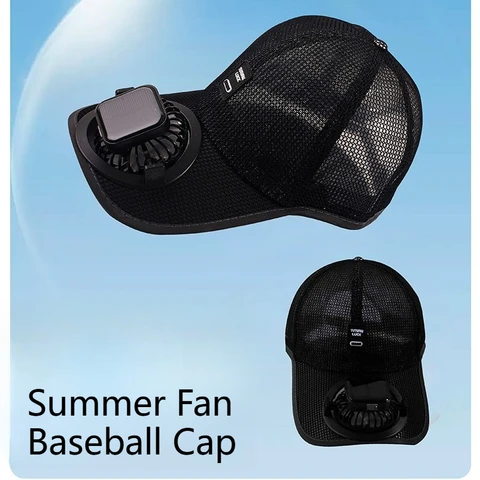 Бейсбольные кепки с вентилятором на солнечной энергии, 1200 мАч, летние уличные солнцезащитные кепки с дышащей сеткой Type-c, зарядка для мужчин и женщин, взрослых
