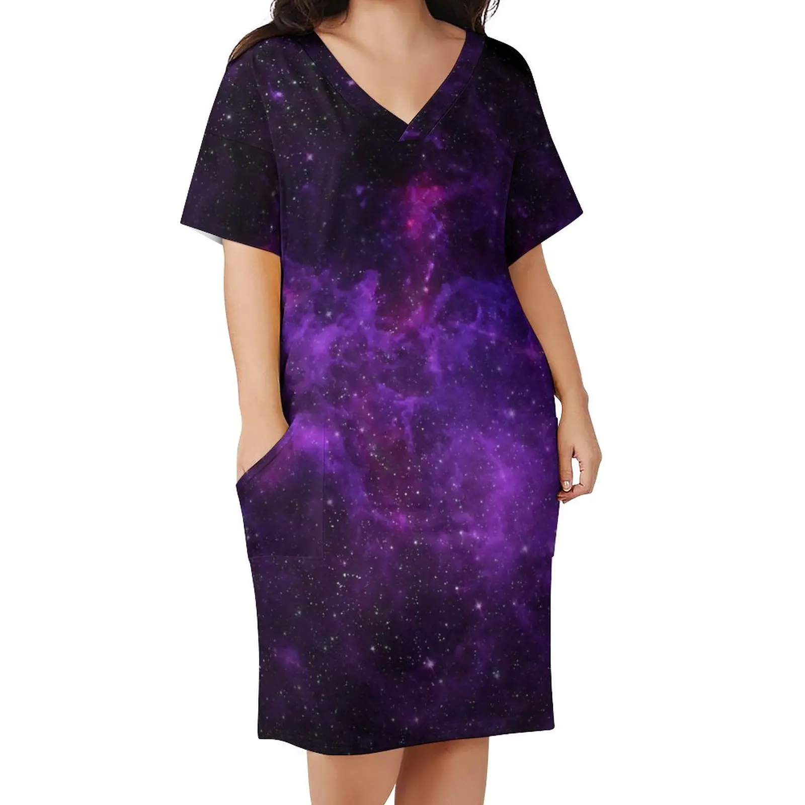 

Женское летнее платье с V-образным вырезом и принтом