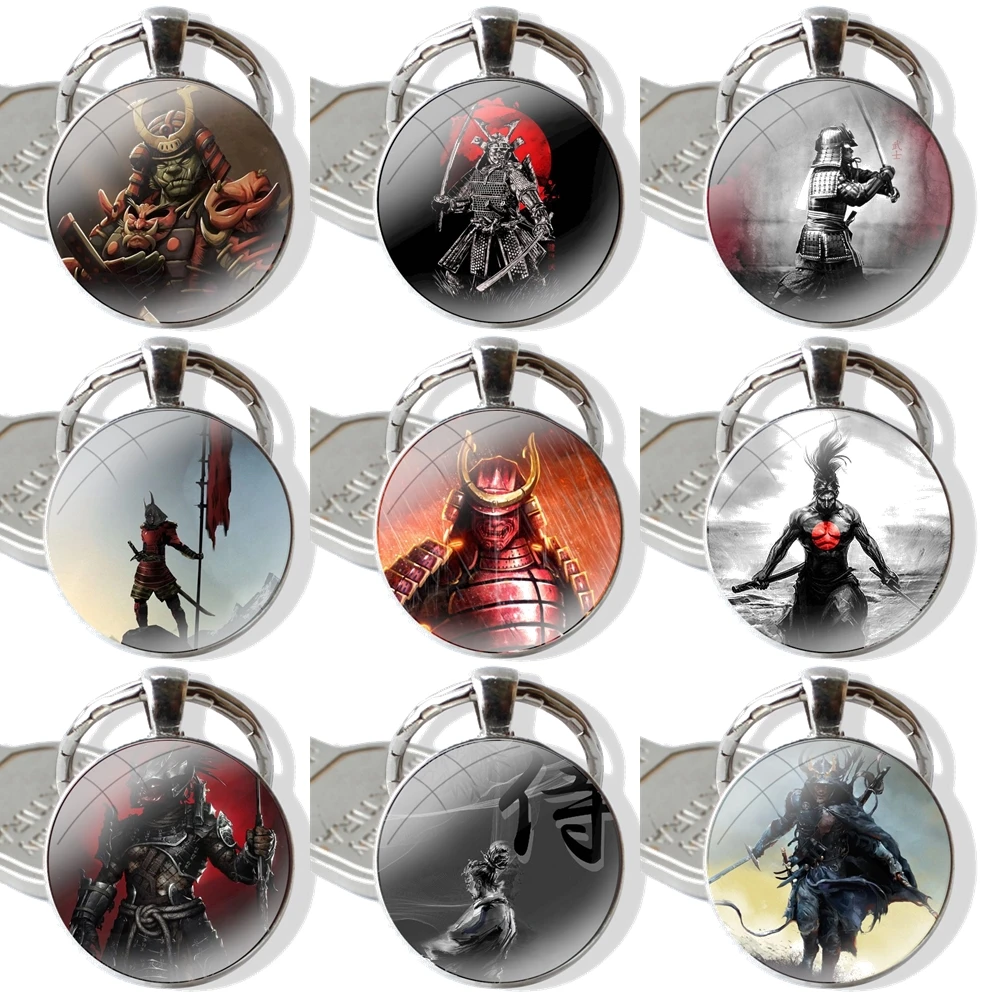 

Японский самурай Миямото Мусаси стеклянный кабошон брелок Подвеска автомобильный брелок ручной работы модный Креативный дизайн мультфильм