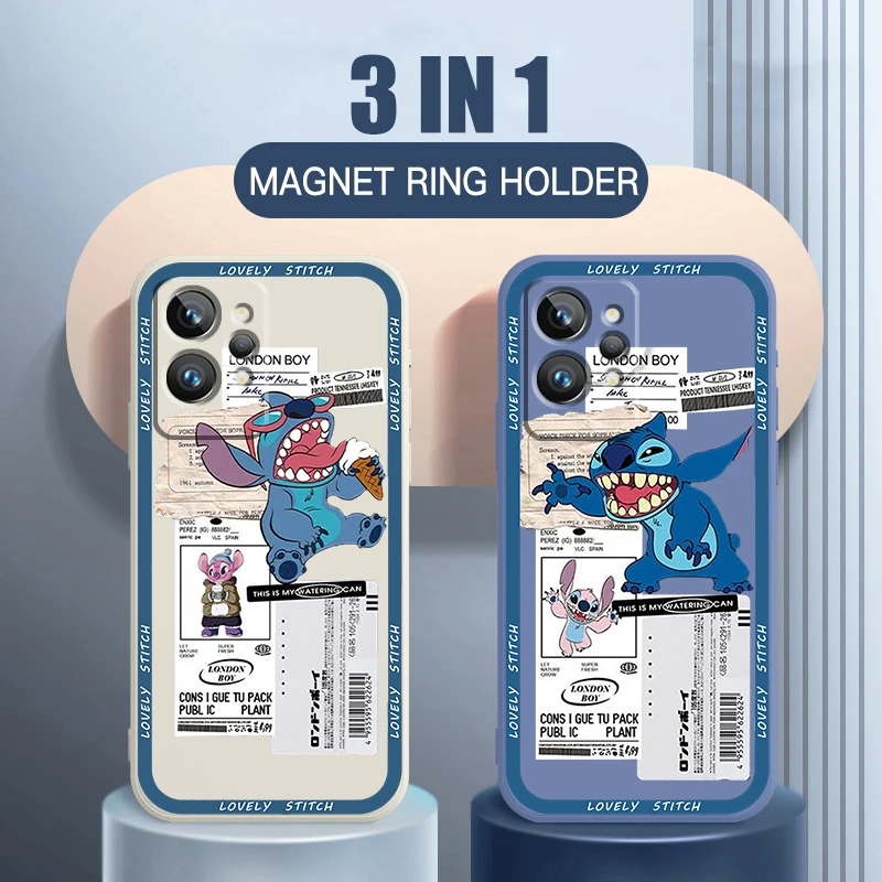 

Phone Case For OPPO Realme Q3S Q5i 50A 50i C21Y C11 GT Neo3 Neo2 9 9i 8 8i 7 Pro Plus Disney Stitch Poster Cartoon Liquid Rope
