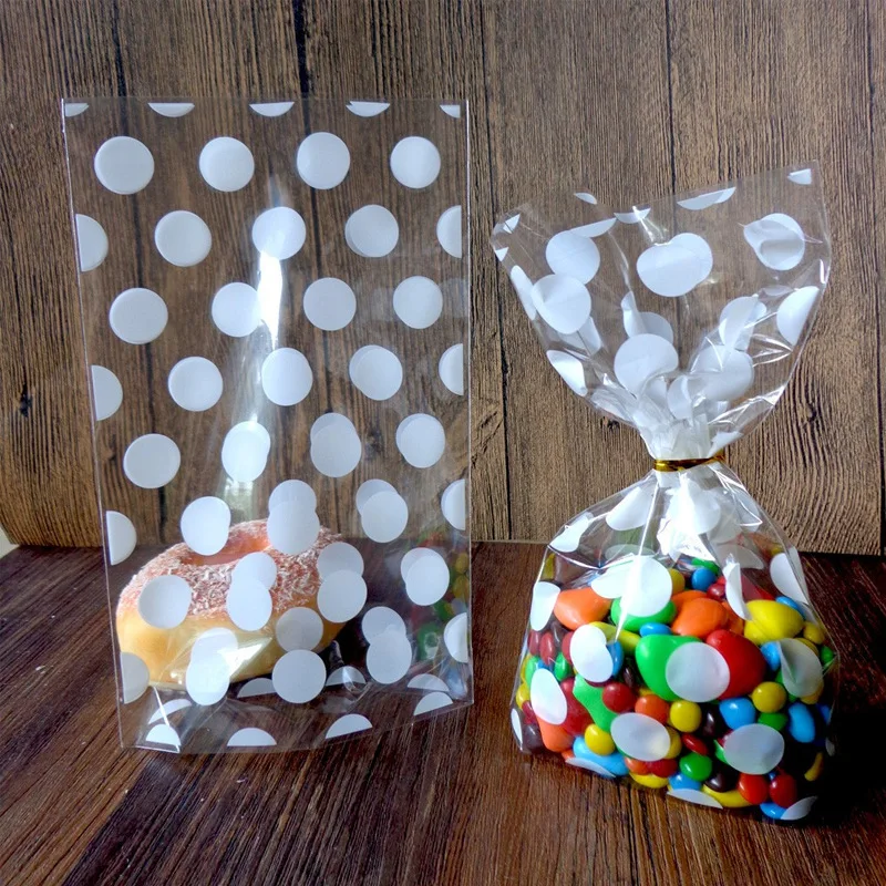 

25pcs Gold White Dots Candy Bag Packaging Plastic Sweets Bags Transparent Cookie Bag Birthday Wedding Party Decoration Gift Wrap