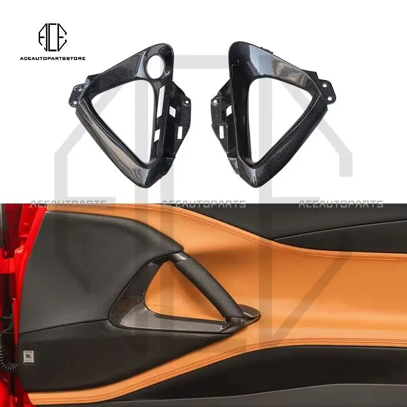 Фото Накладки на внутренние ручки дверей для Ferrari 812, ручки-скобы в стиле OEM, накладки на дверные панели из сухого карбона №3