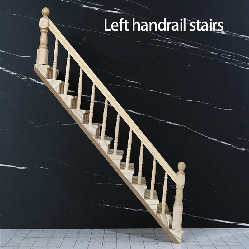 1:12 DIY Миниатюрные аксессуары поручни для правой лестницы деревянная мебель