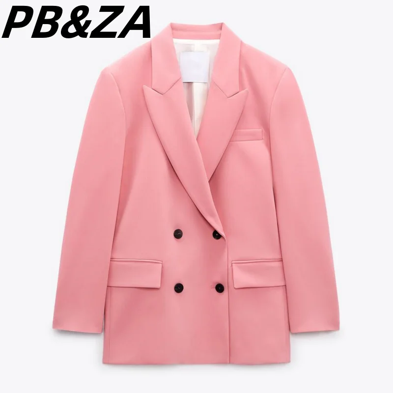 

PB&ZA 2023 new women's long-sleeved lapel loose casual double-breasted design sense large suit jacket 2421888