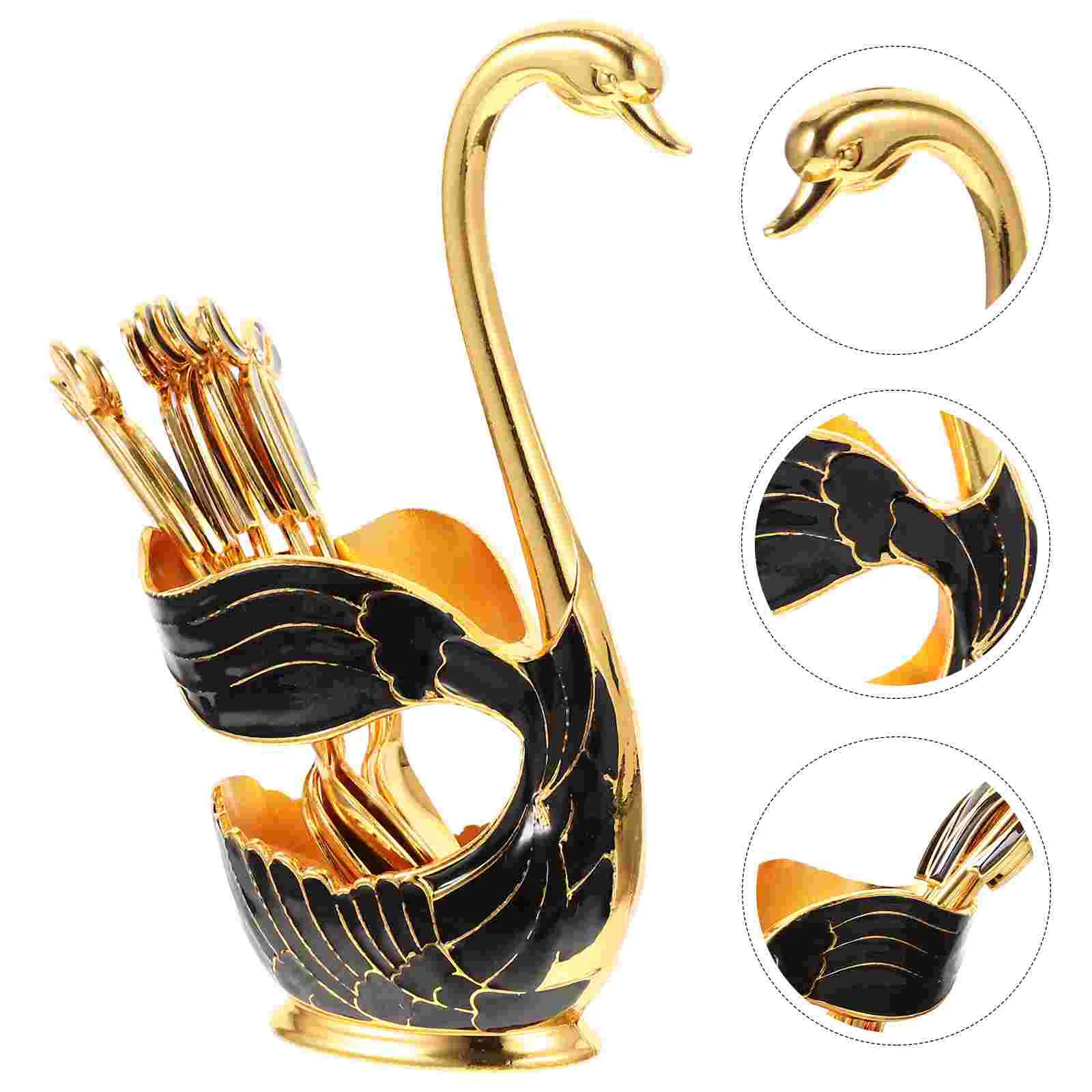 

Swan Dessert Spoon Metal Storage Rack Ice Cream Spoon Fruit Soup Spoons Dessert Sugar Spoon Alloy Metal Basting Spoon
