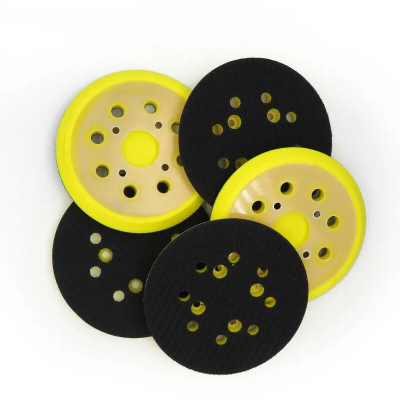 125mm Grinding Pad 8 Holes Yellow&black Accessories Flocking For Air Grinders Orbital Polishing Sander High quality