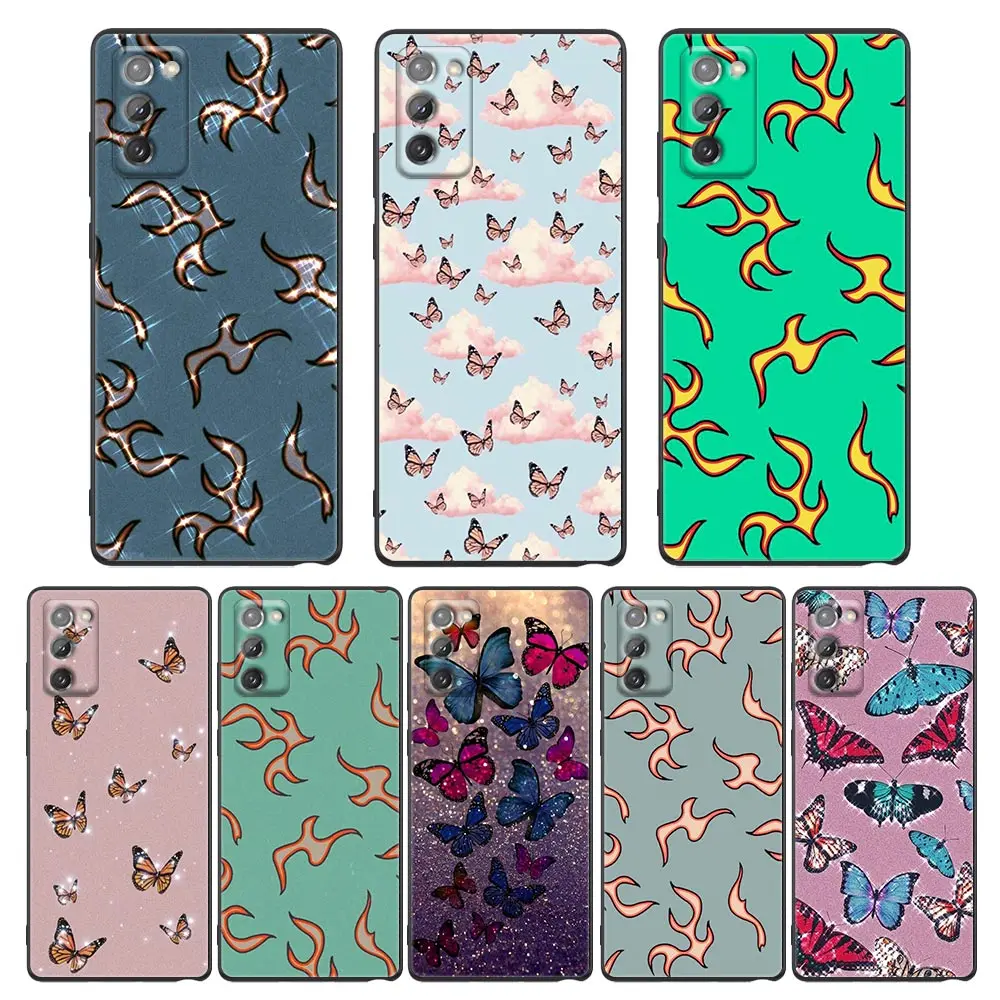 

Phone Case for Samsung Note 20 9 8 5G M11 M12 M30s M32 M21 M51 F41 F62 M11 Case Cover Fashion Butterfly Fashion Multi Color Fire