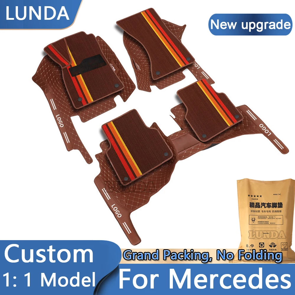 Двухслойные автомобильные коврики на заказ для Mercedes Benz A-Class 2009-2022, водонепроницаемый коврик для ног, коврик для салона автомобиля, автомобильные аксессуары