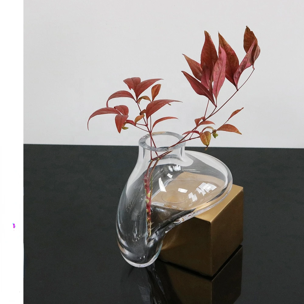 

Flower Vases Small Bud Clear Cheap Acrylic Luxury Gold Modern Metal Crystal Decoration Nordic Glass Flower Vase For Home Decor