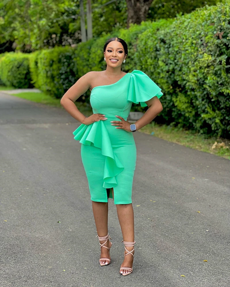 Элегантные вечерние платья на одно плечо для женщин нежный темперамент без