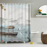 ready stock mountain printing shower curtain waterproof 3d digital printing decor bathroom