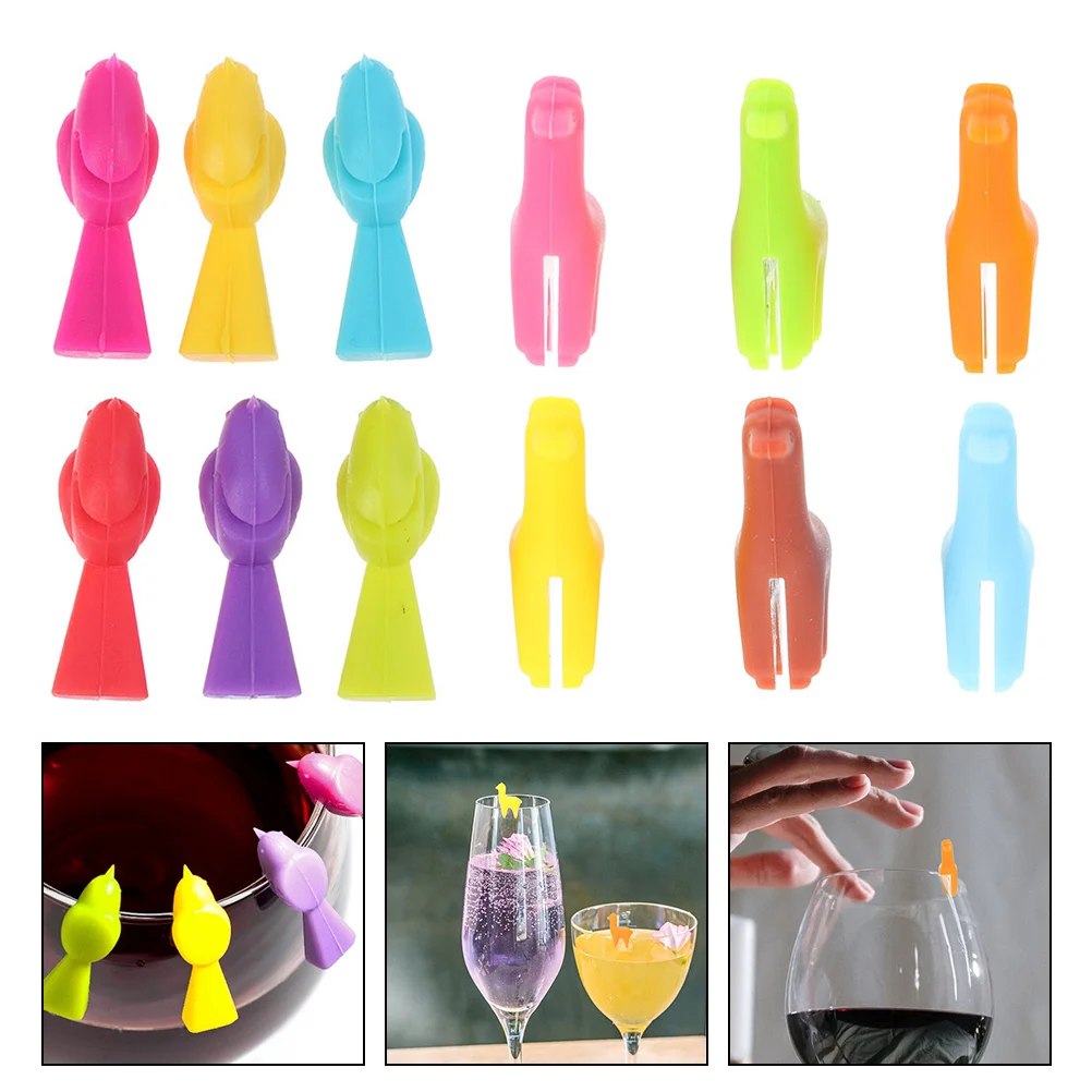 

12Pcs Silicone Glass Charms Tags Silicone Cup Bottle Label Mugs Magnetic Theme Markers and Tags for Party Wedding