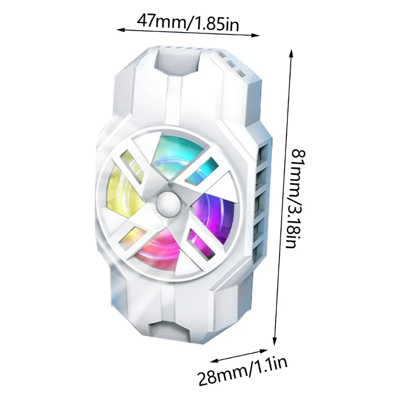 Портативный мобильный охлаждающий задний зажим с красочной подсветкой тихий