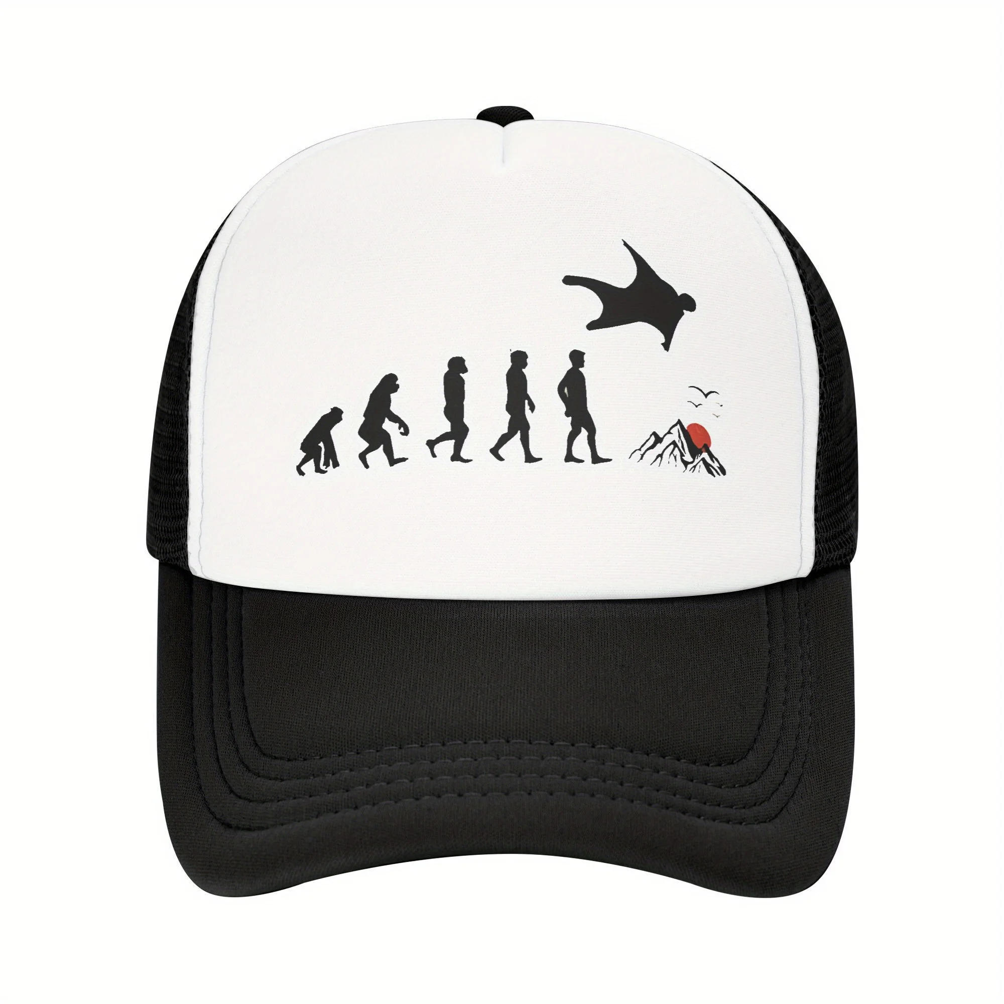 Фото Wingsuit Flying Evolution Trucker Hat Полиэфирная сетка Регулируемая бейсболка для мужчин и женщин Повседневная кепка №1