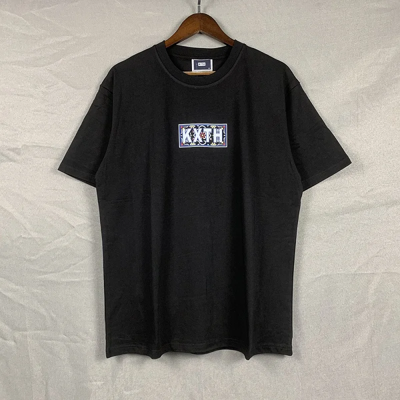 

2023 KITH Moroccan Tile Box Totem Logo printing Simple T-shirt Men Women Pure cotton 100% Short sleeve Casual Tees