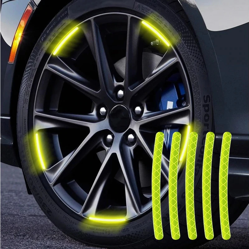 

20pcs Car Wheel Hub Reflective Sticker Tire Rim Reflective Strips Luminous Sticker for Night Driving Car-Styling Accessories