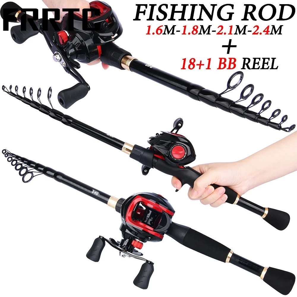 Fishing Rod and Reel Telescopic Fishing Rod with 19+1BB Baitcasting Fishing Reel for Freshwater or Saltwater Travel Fishing