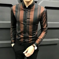 longsleeve shirt for men korean version trendy men leisure slim fit business shirt mens handsome long sleeve print shirt