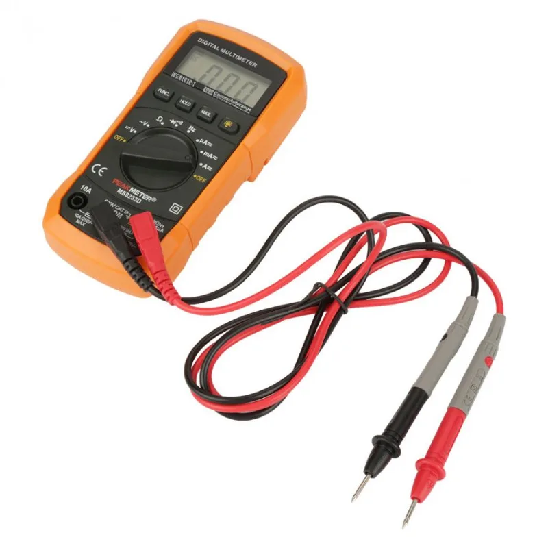 

PM8233D Digital Multimeter Handheld Auto Ranging Ammeter Voltmeter 2000 Counts Ohm Voltage Current Tester +Test Probes