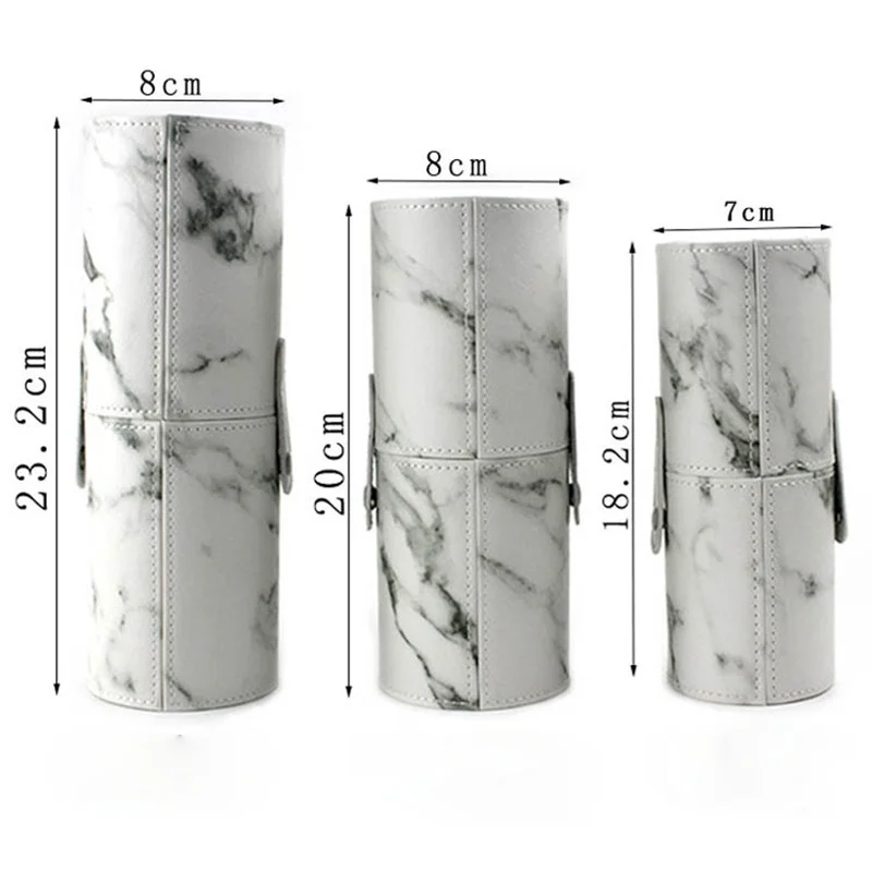 

1Pcs Makeup Brush Desktop Storage Rack PU Leather Cosmetic Box Dust-proof Marble Makeup Brush Storage Bag Portable Storage Tool