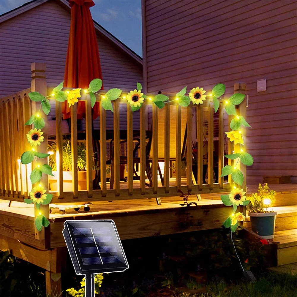 

Fairy Wedding Sun Flower Vine Lights Battery/Solar Powered LED Sunflower Lights String for Birthday Party Room Courtyard Decor