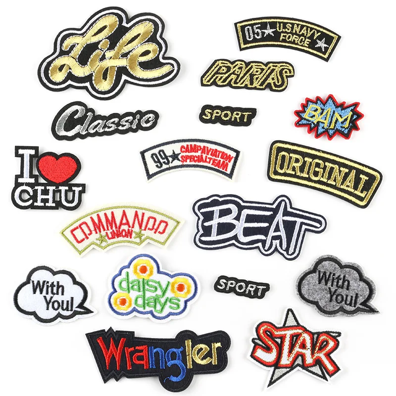 

l Black and White Alphabet Patches for Clothes Stripes Iron on Appliques Clothing Stickers Letters Embroidery Badges G