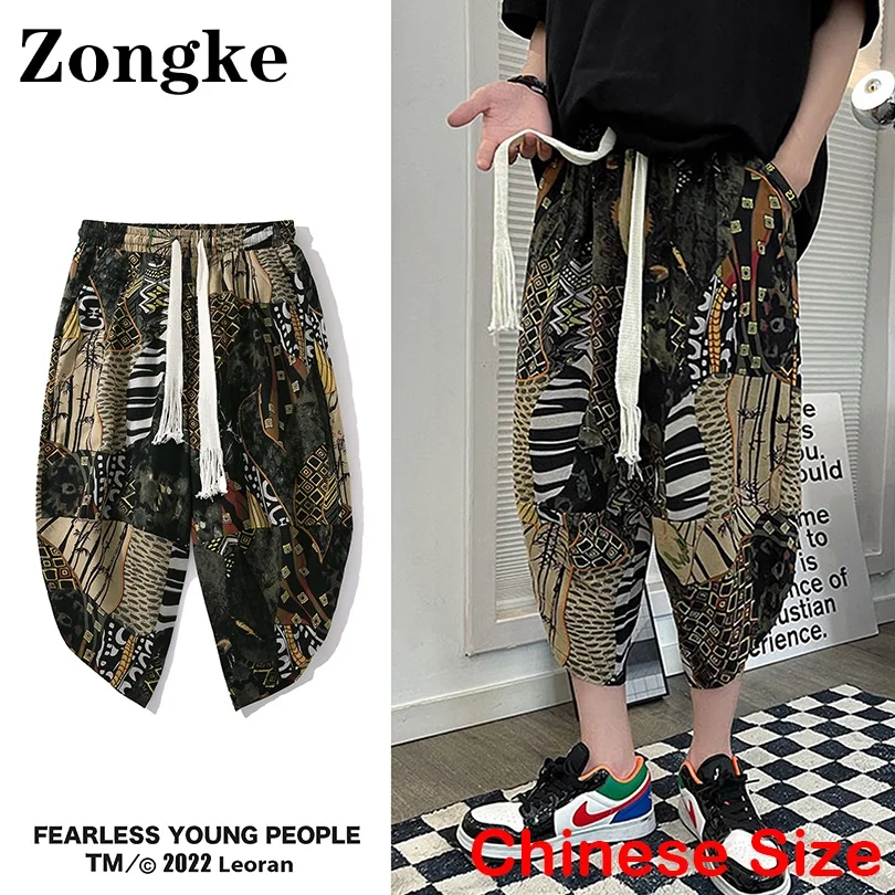 

Zongke Calf-Length Summer Linen Pants Men Clothing Fashion Jogger Men Pants Hip Hop Harajuku Chinese Size 5XL 2022 New Arrivals