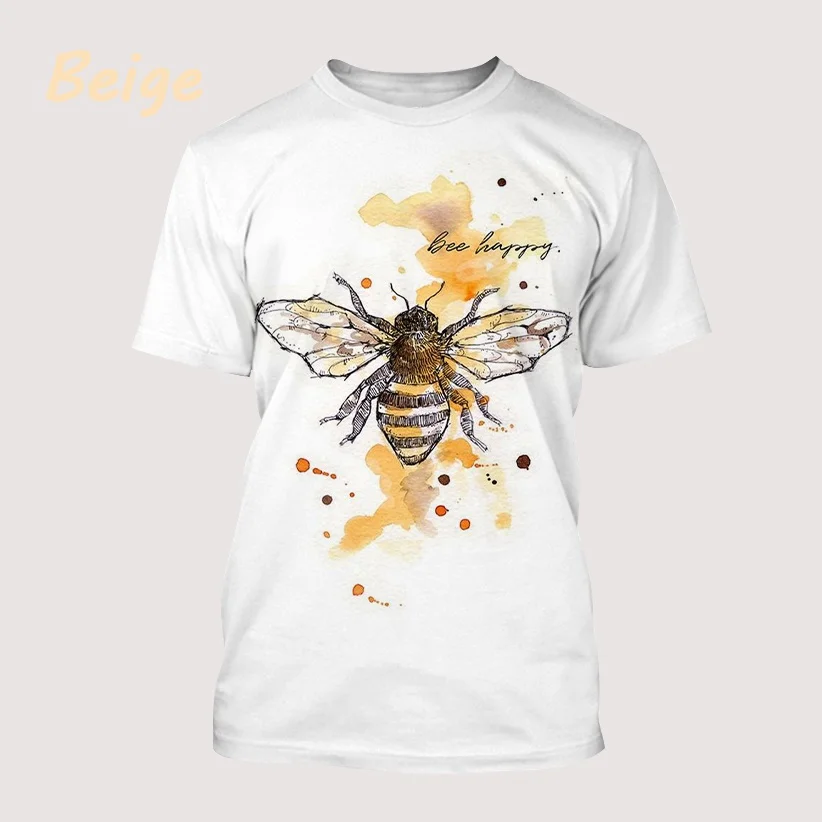 Hot Summer Men's Bee Honey 3D Printed Short Sleeve T Shirt Unisex Casual Outdoor Stretch Streetwear