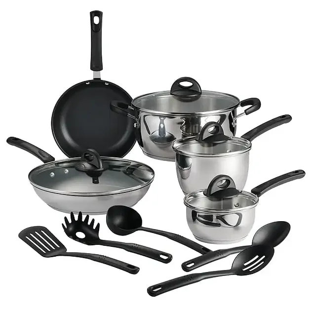 

Everyday 14 Pc Stainless Steel Tri-Ply Base Cookware Set Fast Shipping
