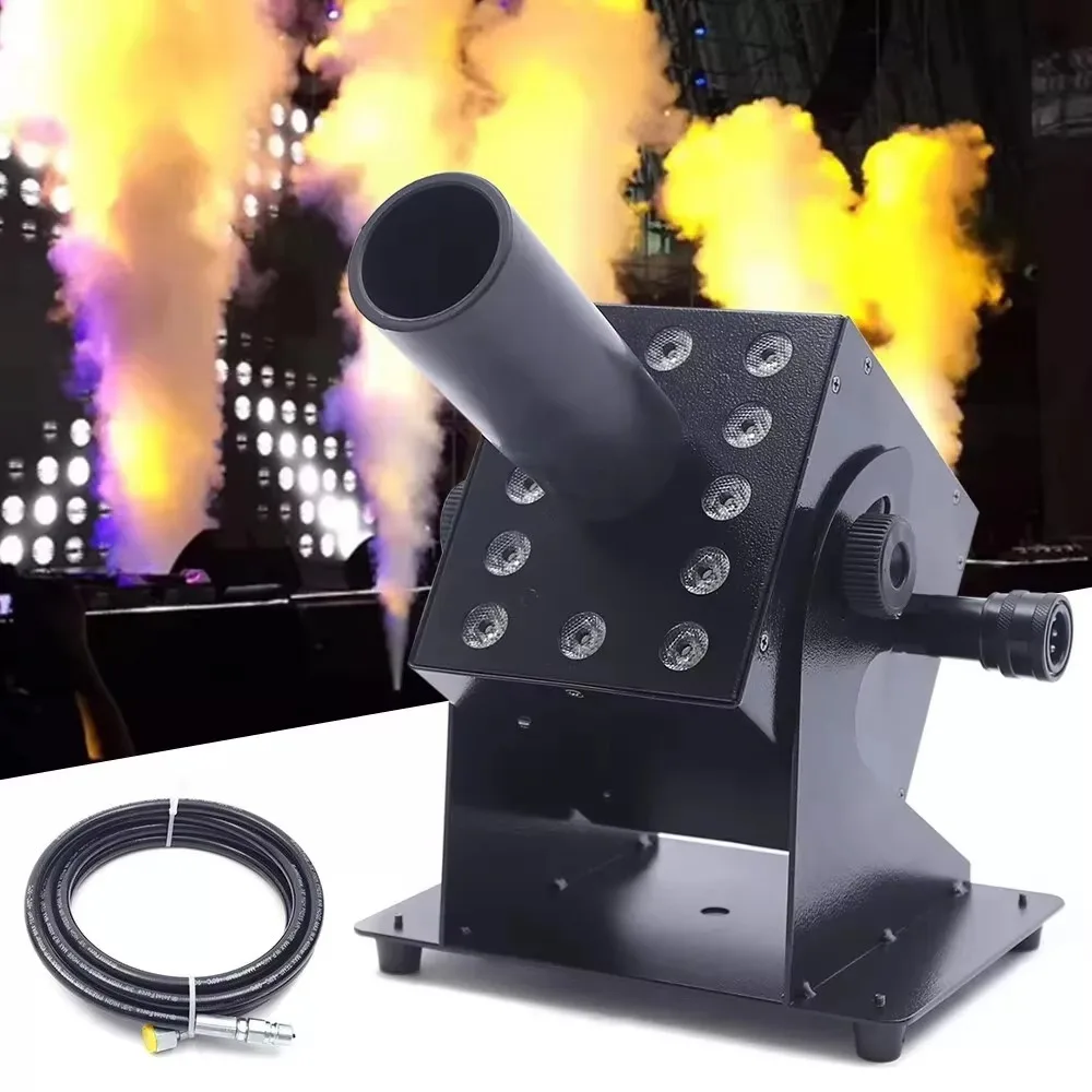 Фото Дымовая машина с CO2-распылением 250 Вт, DMX512, 12 светодиодов, RGB-подсветка, газовая дымовая пушка для дискотек, клубов и сцен №1
