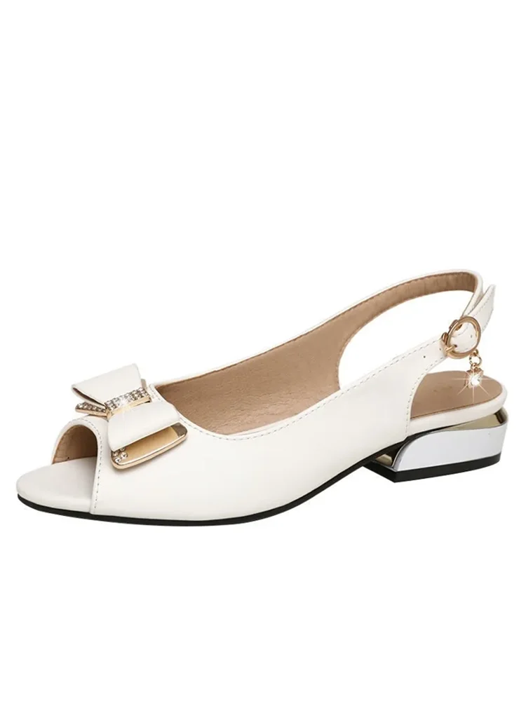 Женские туфли из мягкой кожи с открытым носком на квадратном каблуке