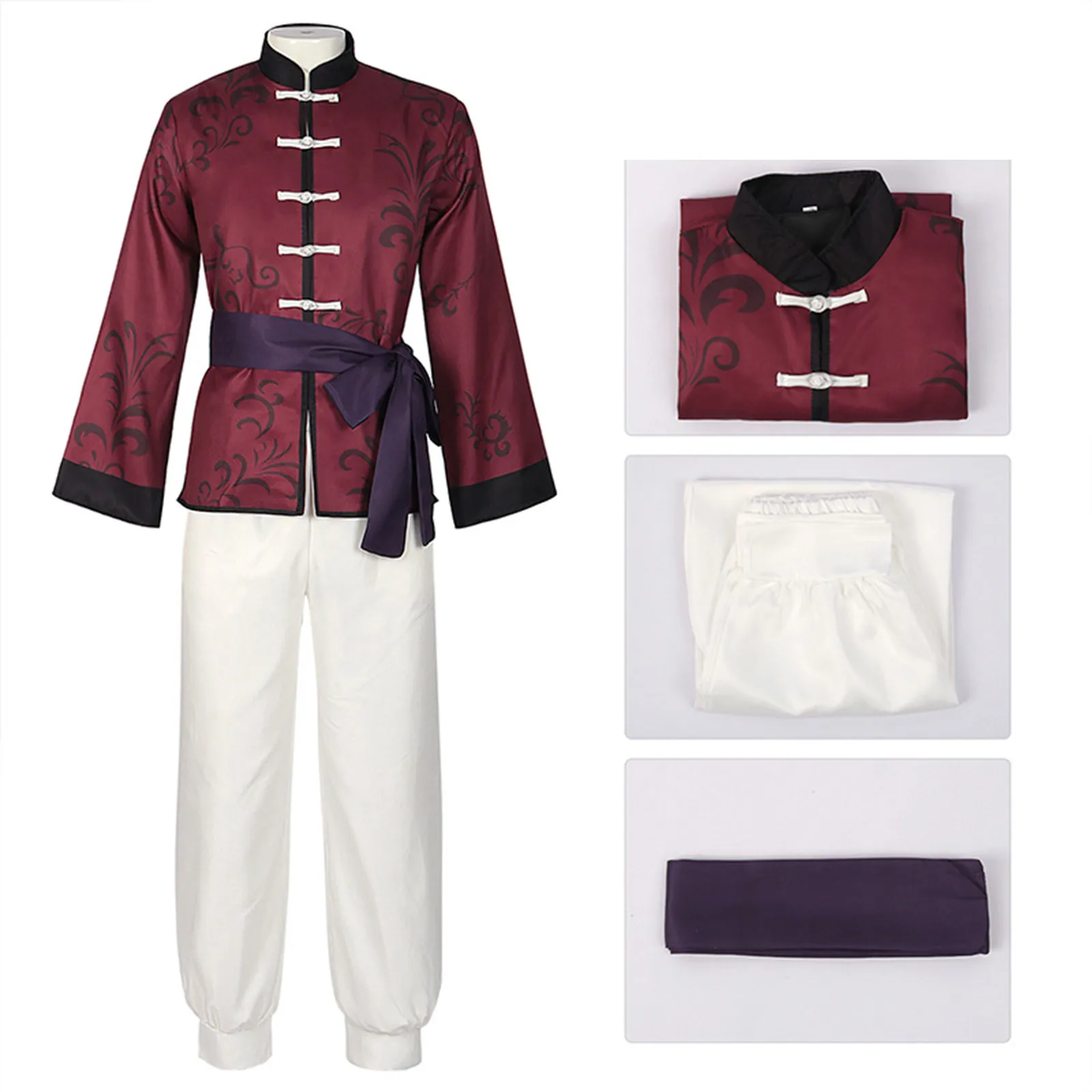 

2023 New Halloween Costume Men's Chinese Kung Fu Series Chinese Style Cos Set Tang Suit Adjustable Size Cosplay Gift For BF