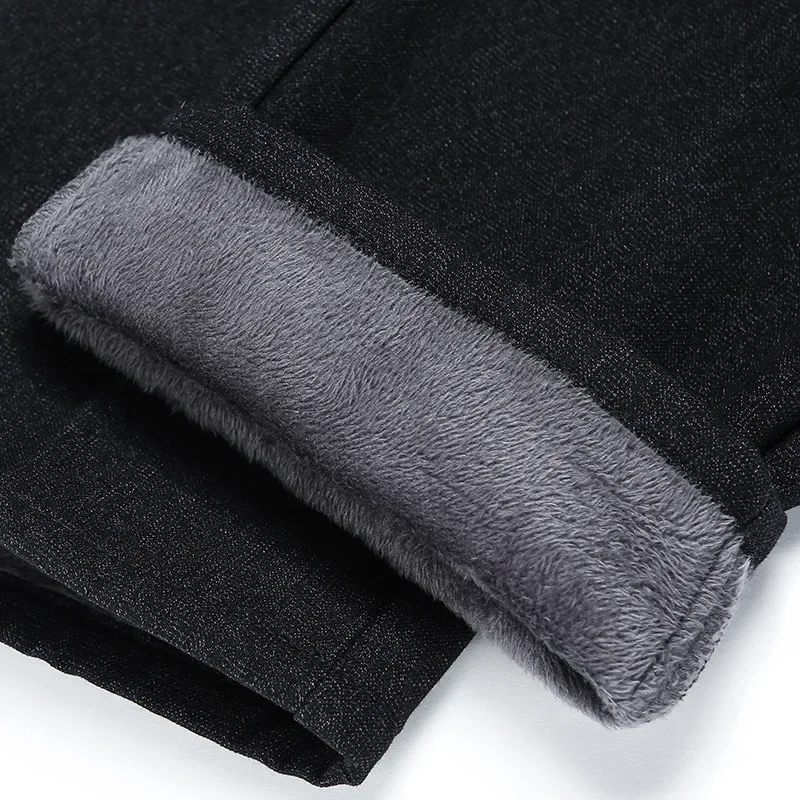 Мужские повседневные брюки на осень/зиму флисовой подкладке толстые эластичные